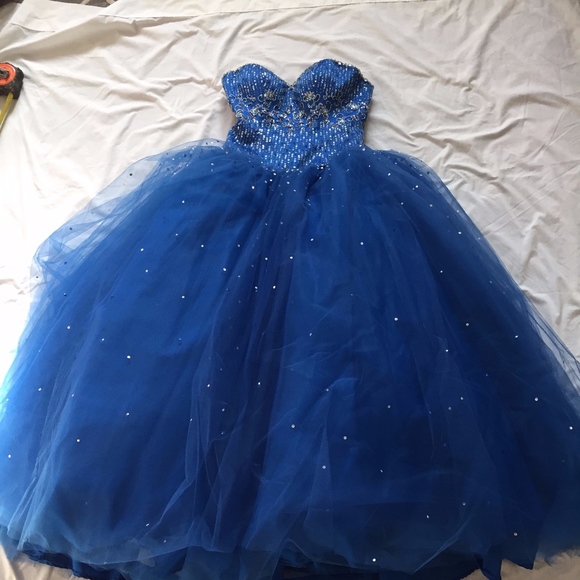 Mori Lee Blue Prom Pageant Floor Length Dress - Picture 2 of 7